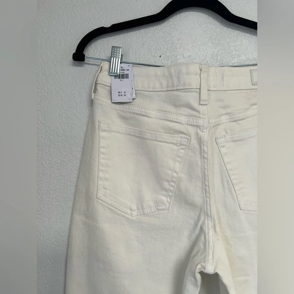 Hollister Ultra High Rise Vintage Straight Jeans Cream White Raw Hem Size 5L W27 - Picture 6 of 7